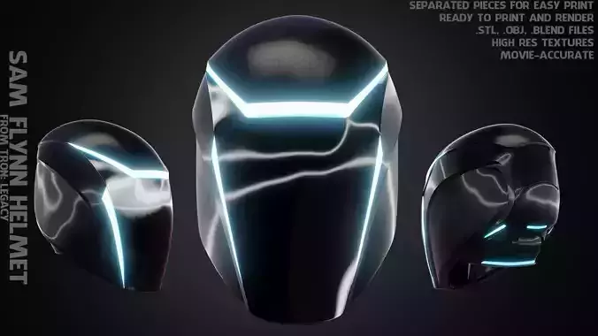 Tron Legacy Sam Flynn Helmet for Cosplay 3D print model