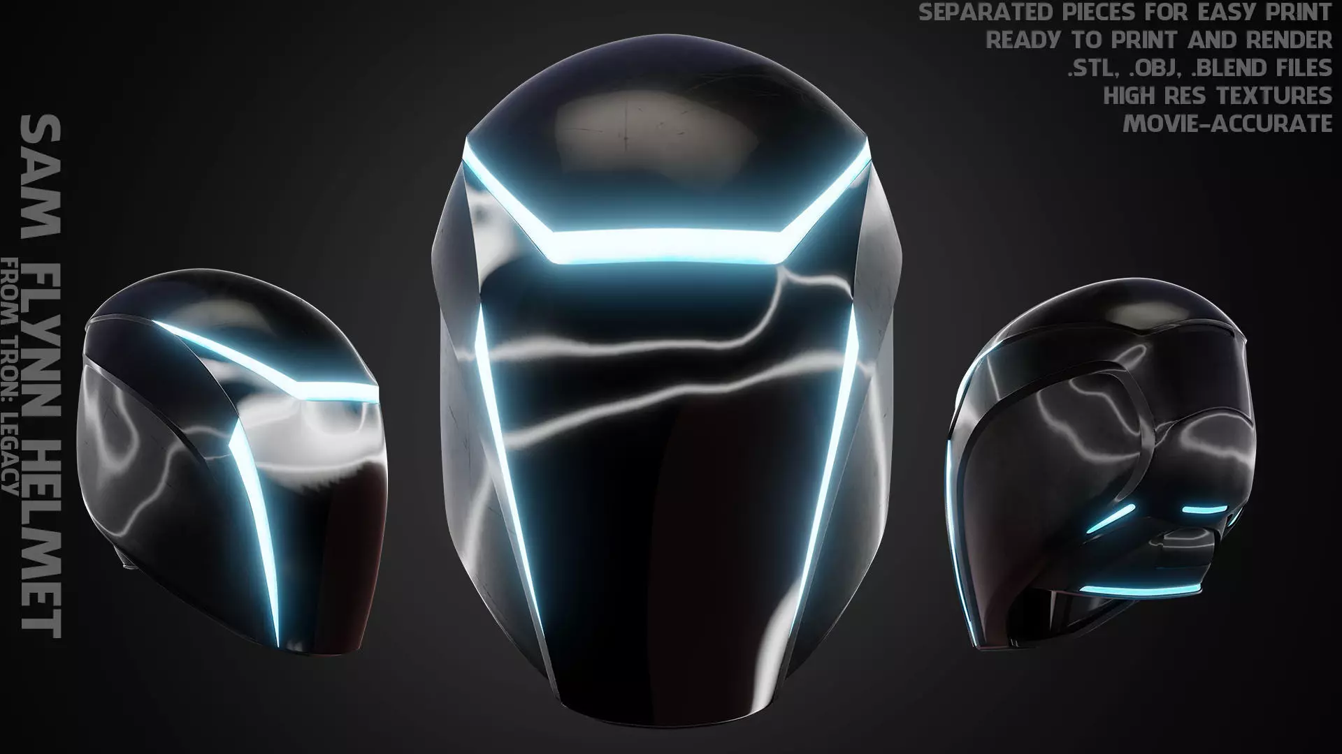 Tron Legacy Sam Flynn Helmet for Cosplay 3D print model_0