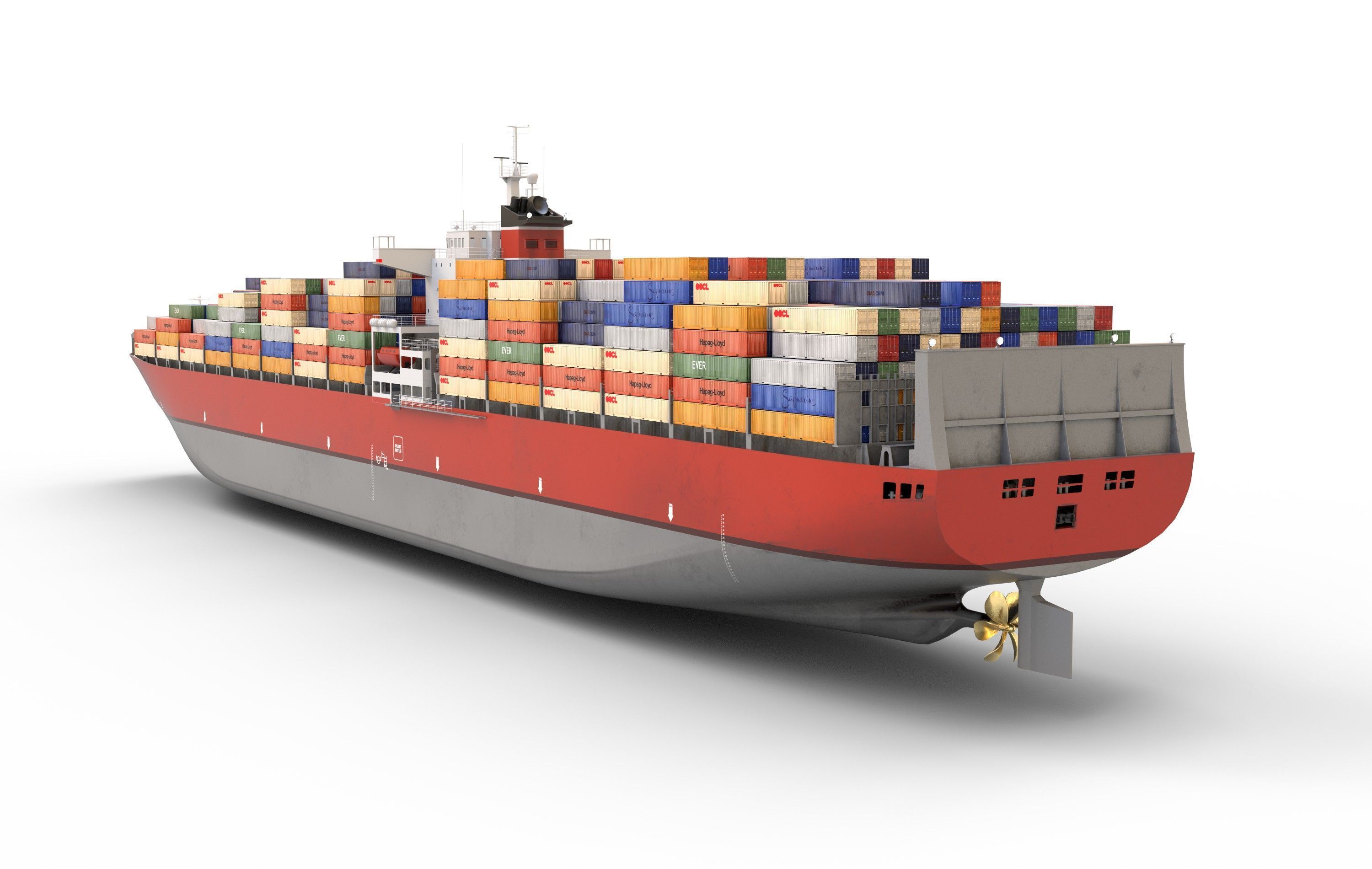 Cargo container ship 300m Low-poly 3D model_5