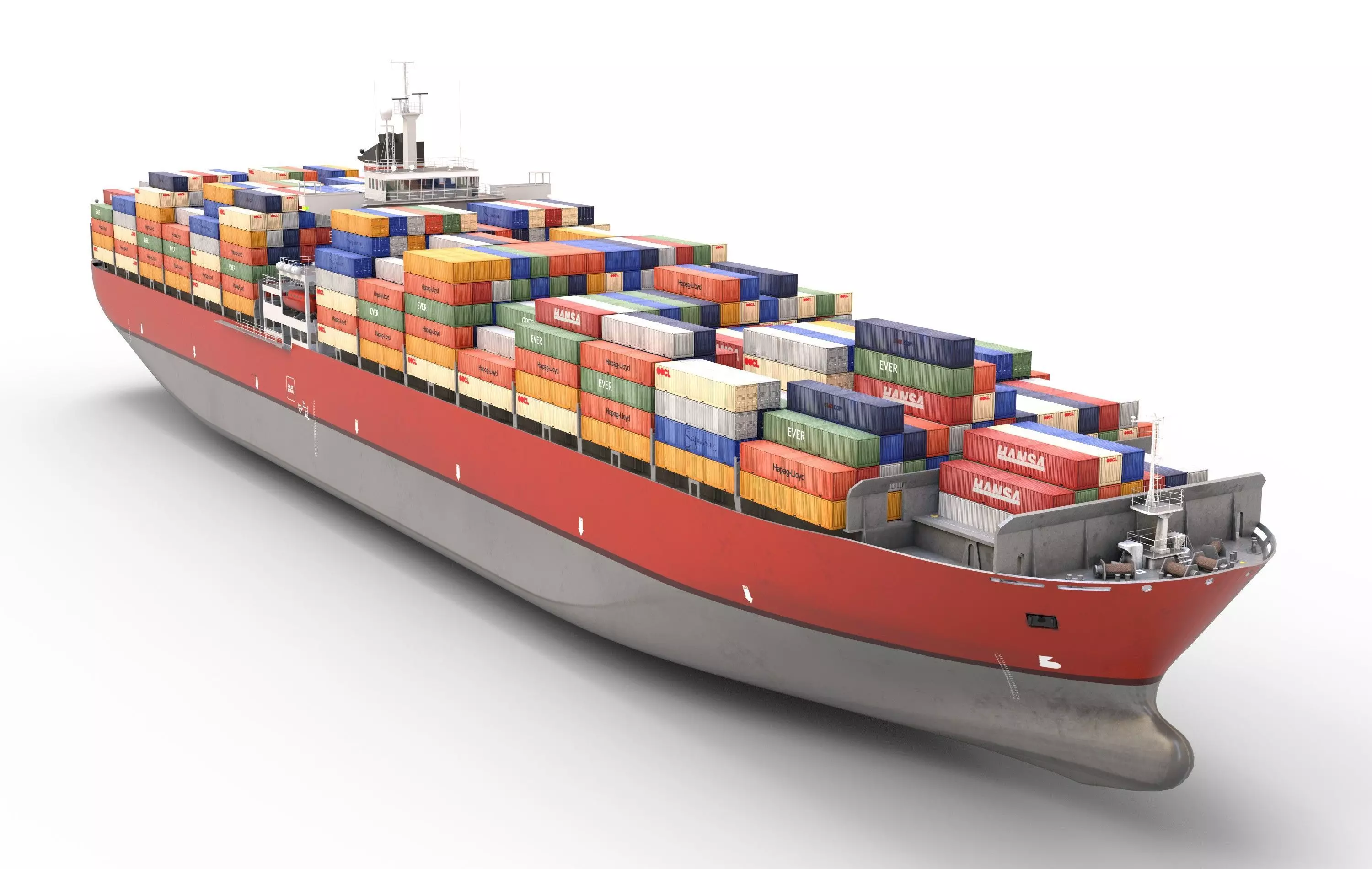 Cargo container ship 300m Low-poly 3D model_0