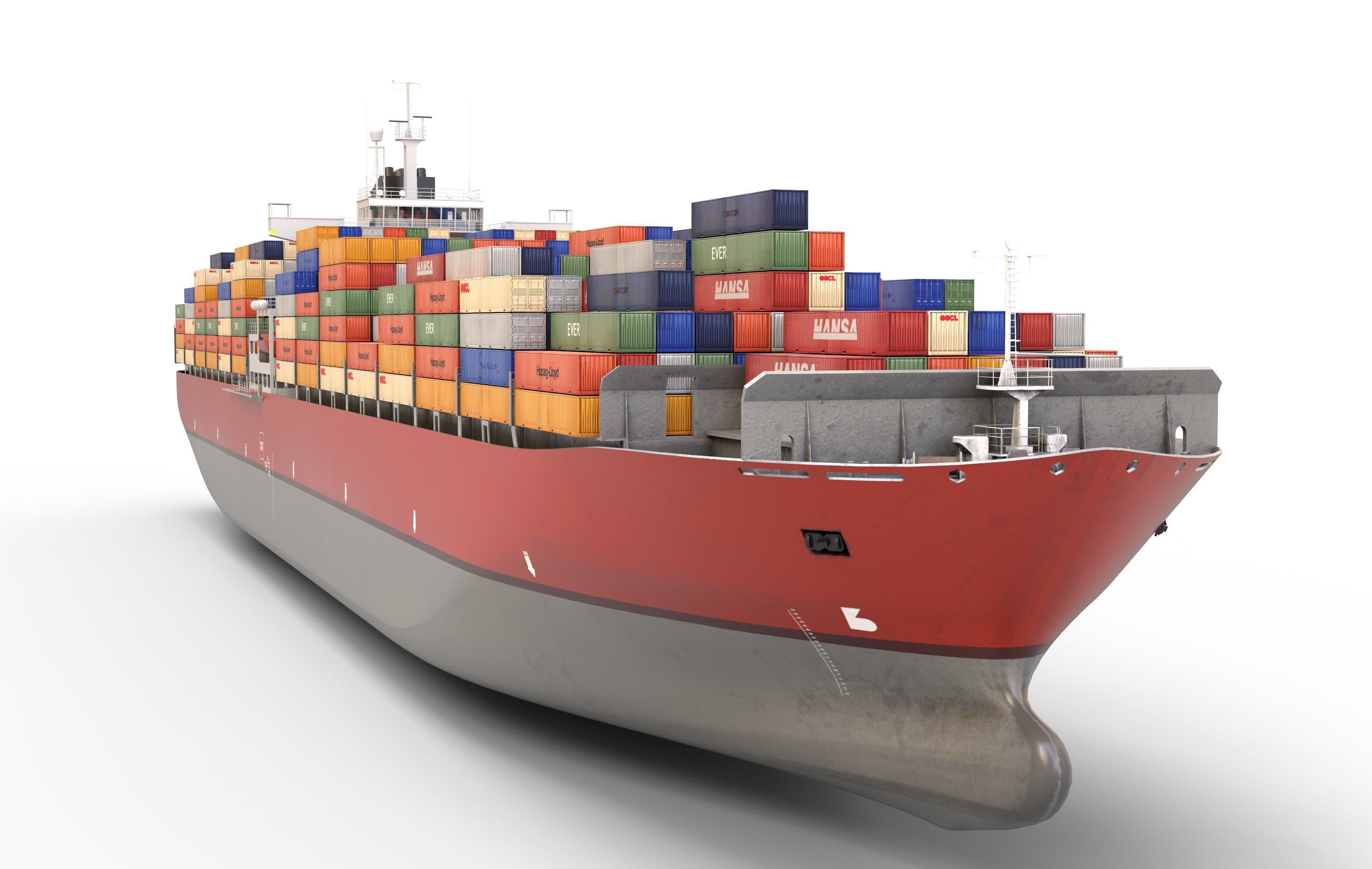 Cargo container ship 300m Low-poly 3D model_1
