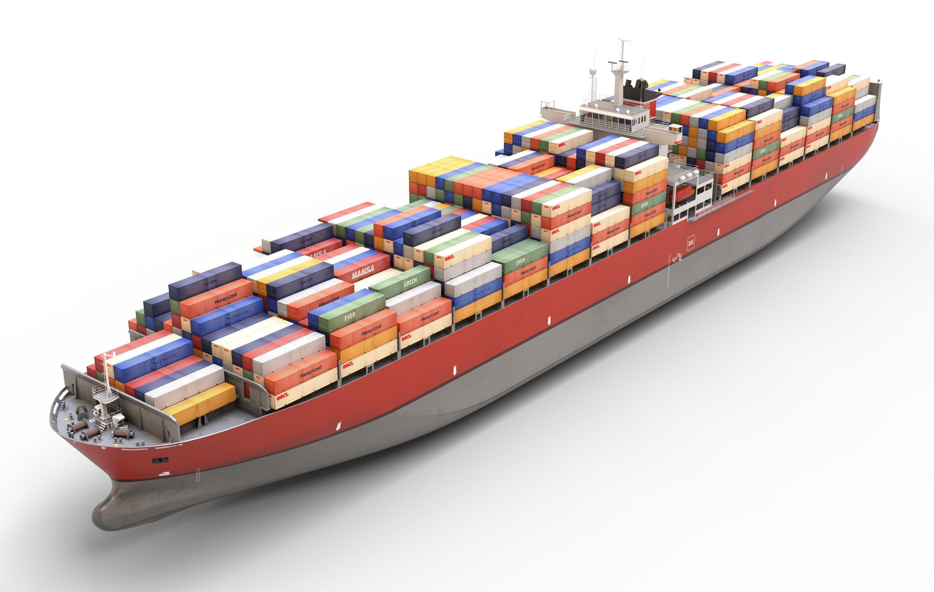 Cargo container ship 300m Low-poly 3D model_2