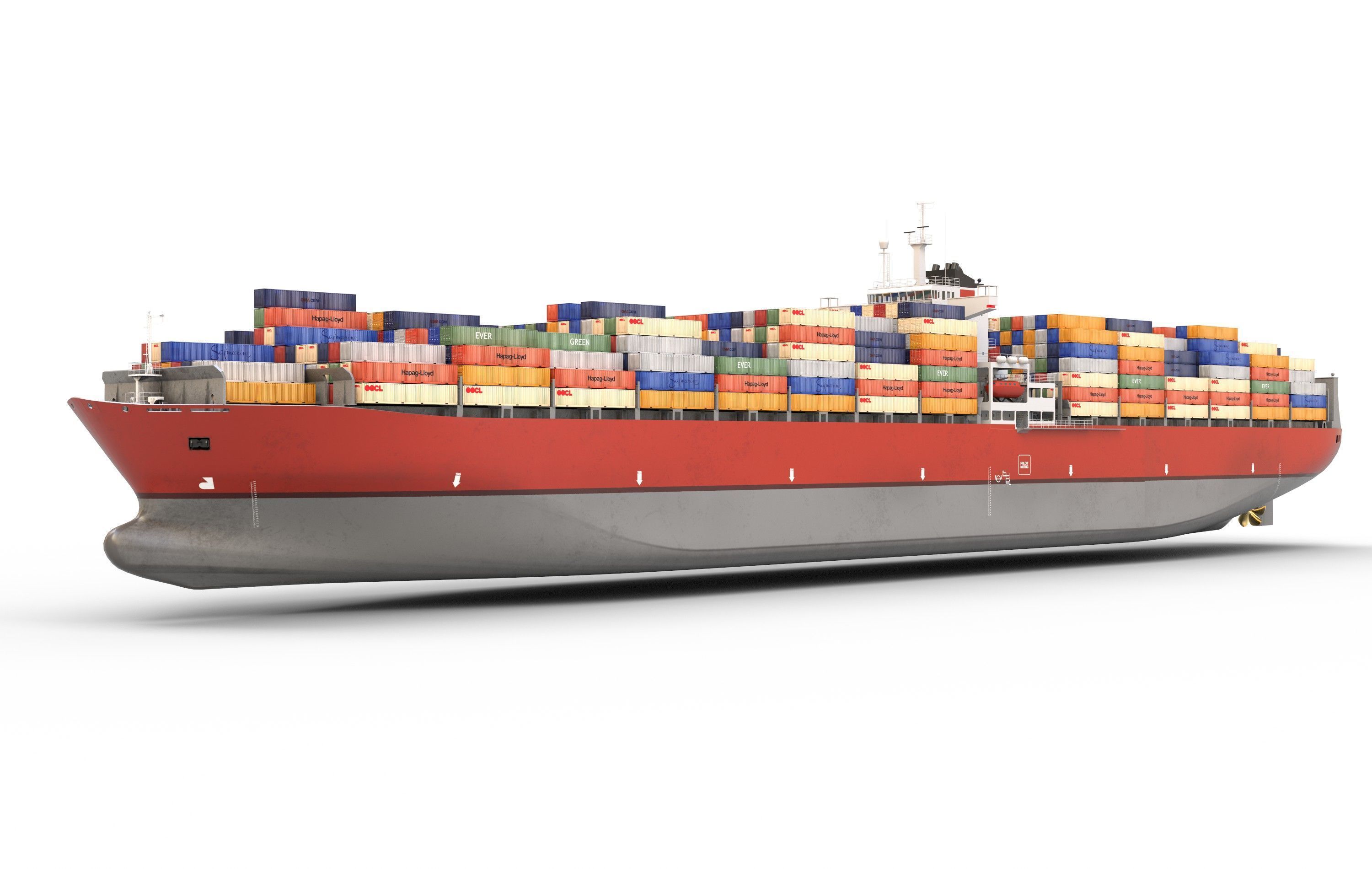 Cargo container ship 300m Low-poly 3D model_4