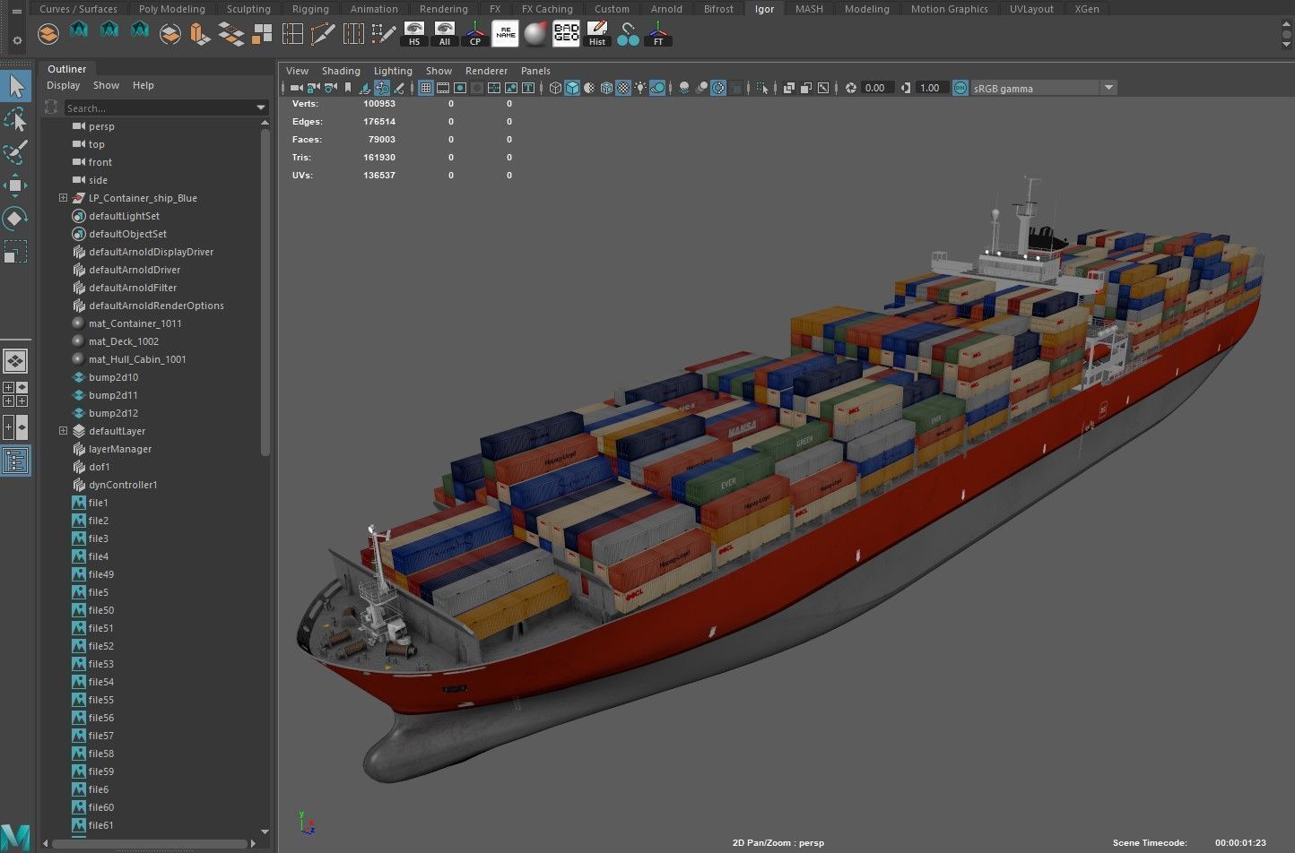 Cargo container ship 300m Low-poly 3D model_11