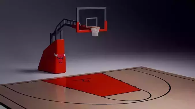 Chicago Bulls Basketball Court Low-poly 3D model