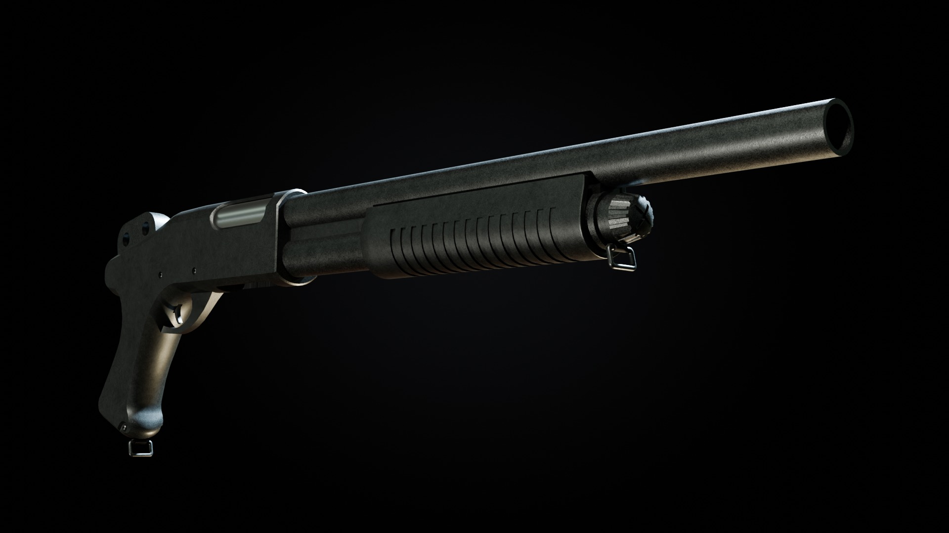 Pump action Shotgun Low-poly 3D model_4