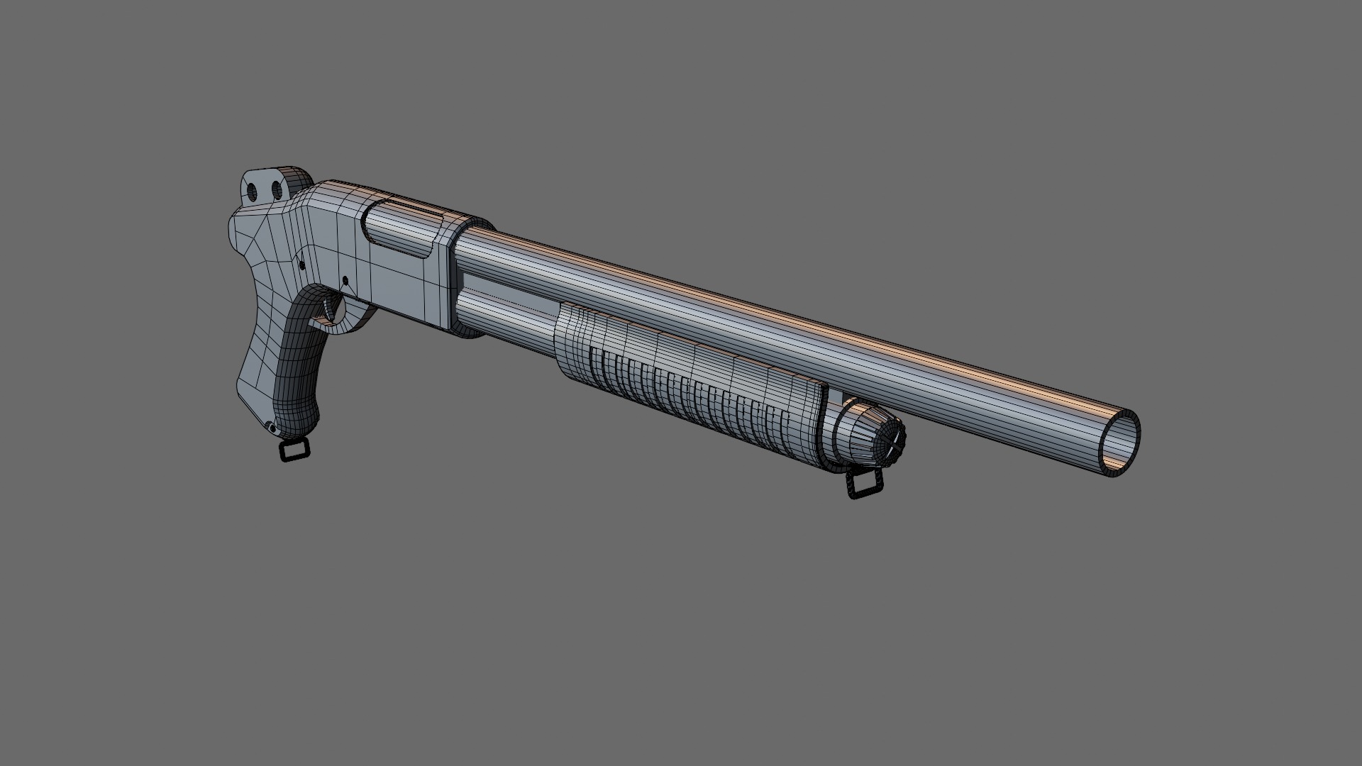 Pump action Shotgun Low-poly 3D model_8