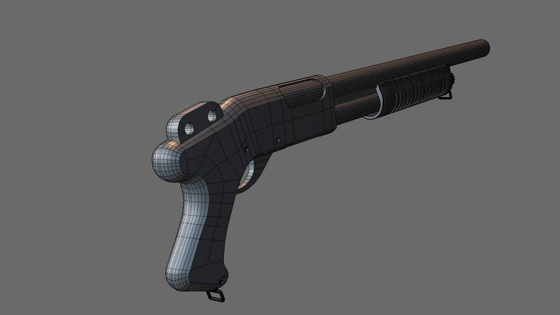 Pump action Shotgun Low-poly 3D model_9