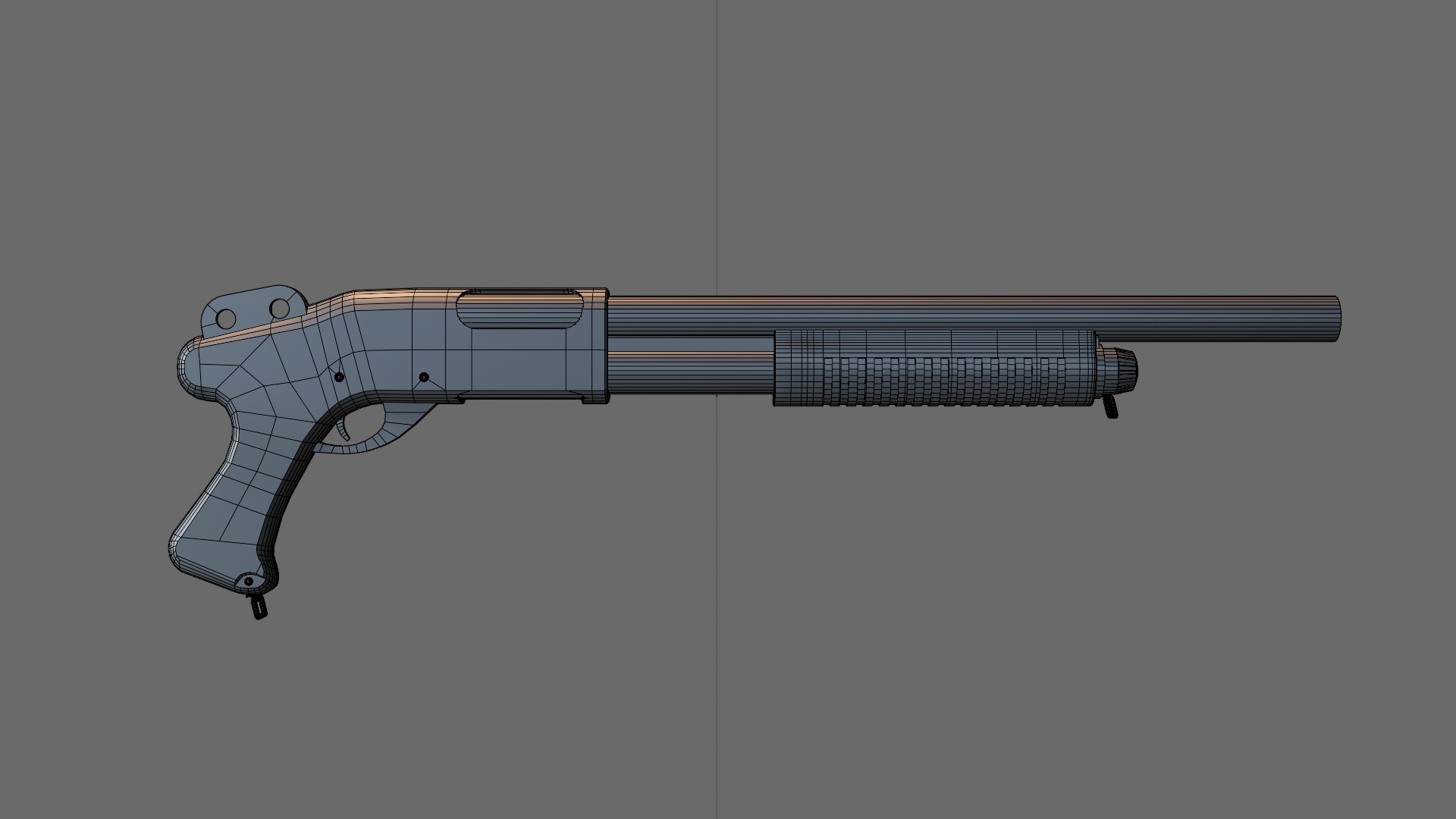 Pump action Shotgun Low-poly 3D model_6