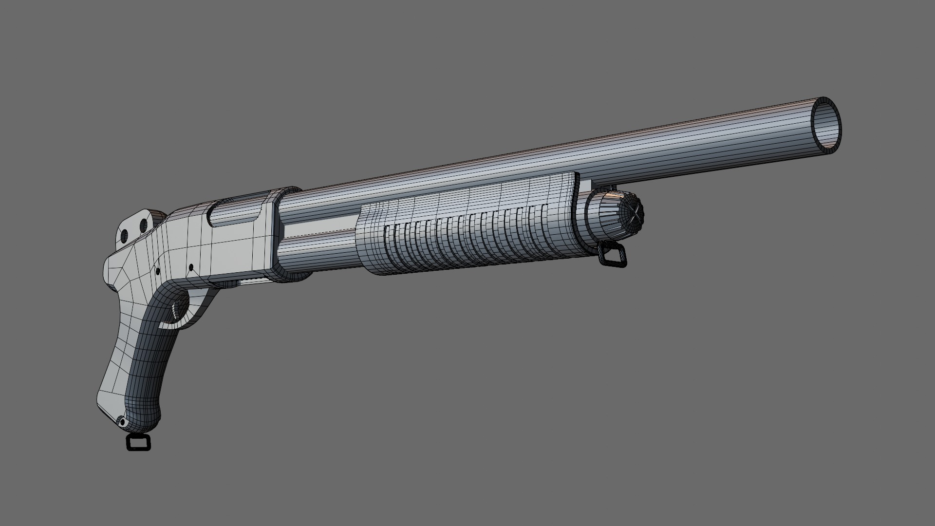 Pump action Shotgun Low-poly 3D model_7