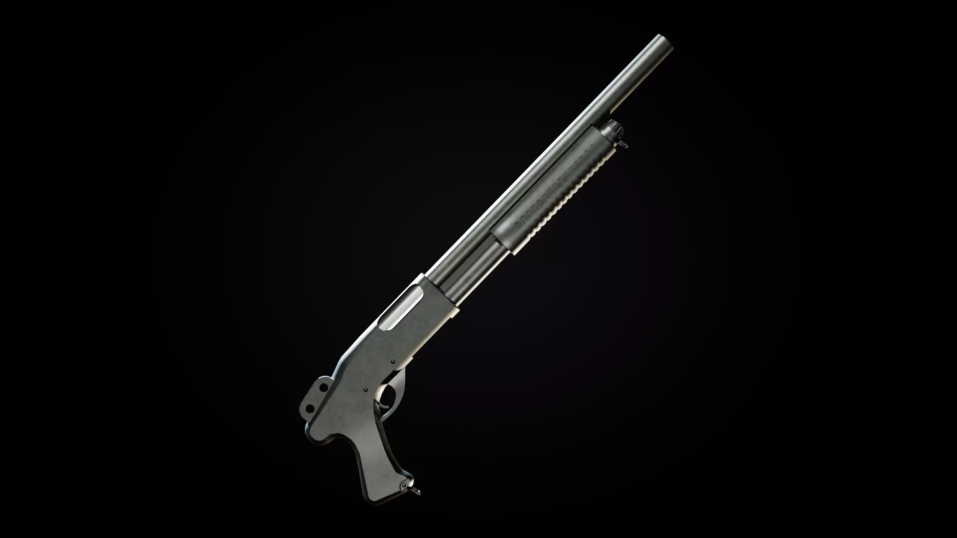 Pump action Shotgun Low-poly 3D model_0
