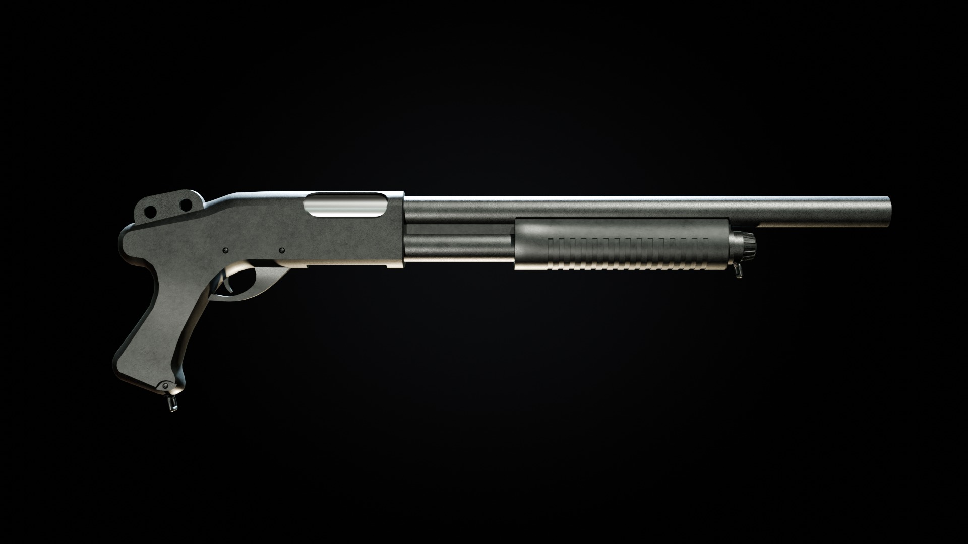 Pump action Shotgun Low-poly 3D model_1