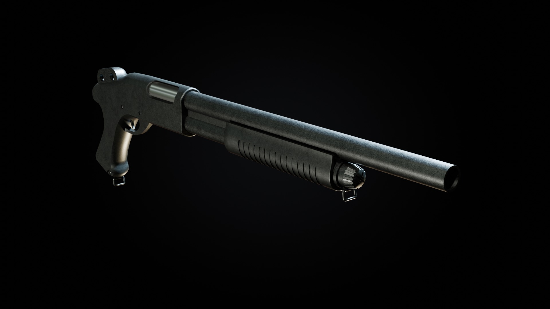 Pump action Shotgun Low-poly 3D model_3