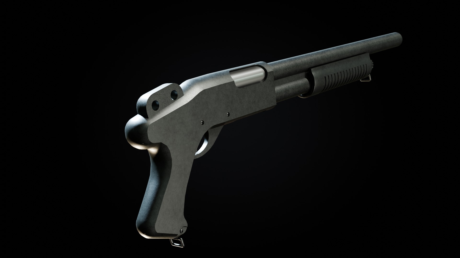Pump action Shotgun Low-poly 3D model_2