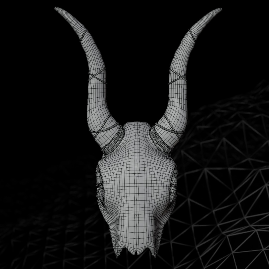 Ram Skull with Curved Horns 3D model_3