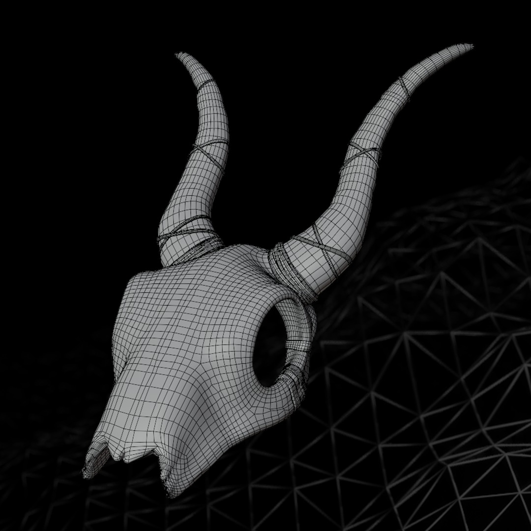 Ram Skull with Curved Horns 3D model_1