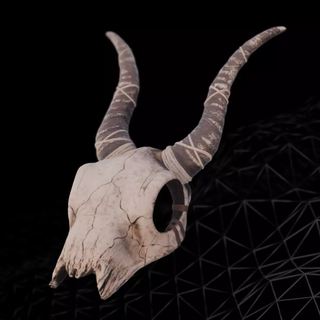 Ram Skull with Curved Horns 3D model_0
