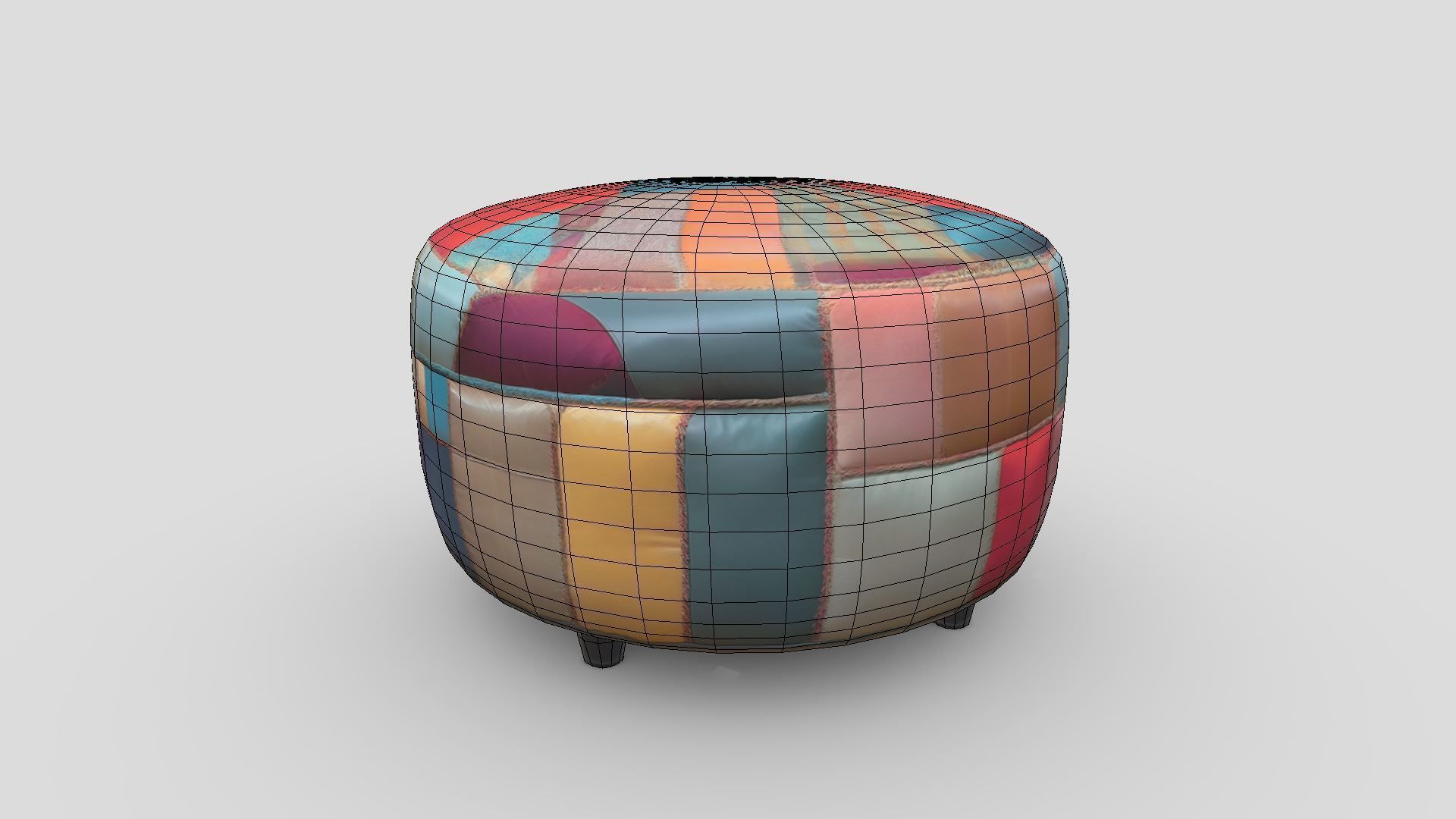 Patchwork Ottoman Low-poly 3D model_20