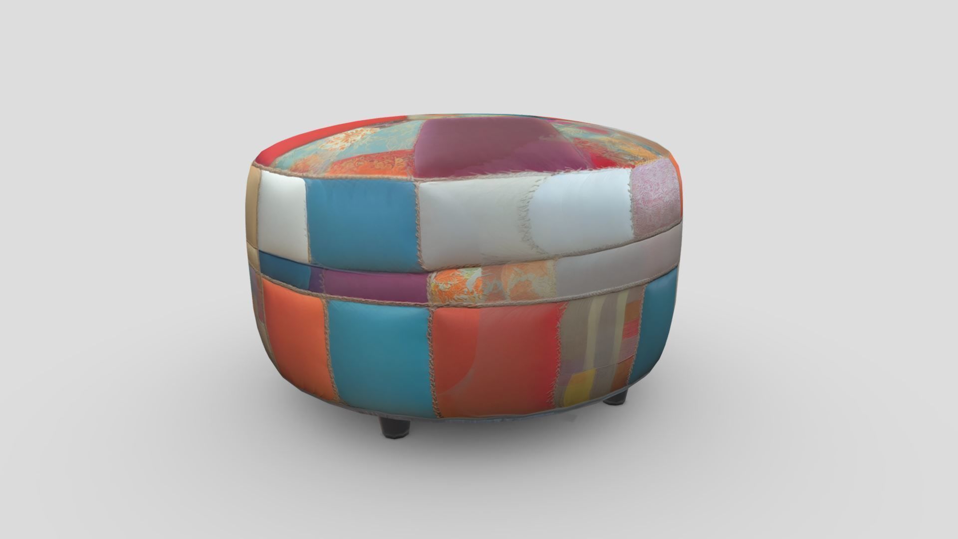 Patchwork Ottoman Low-poly 3D model_9