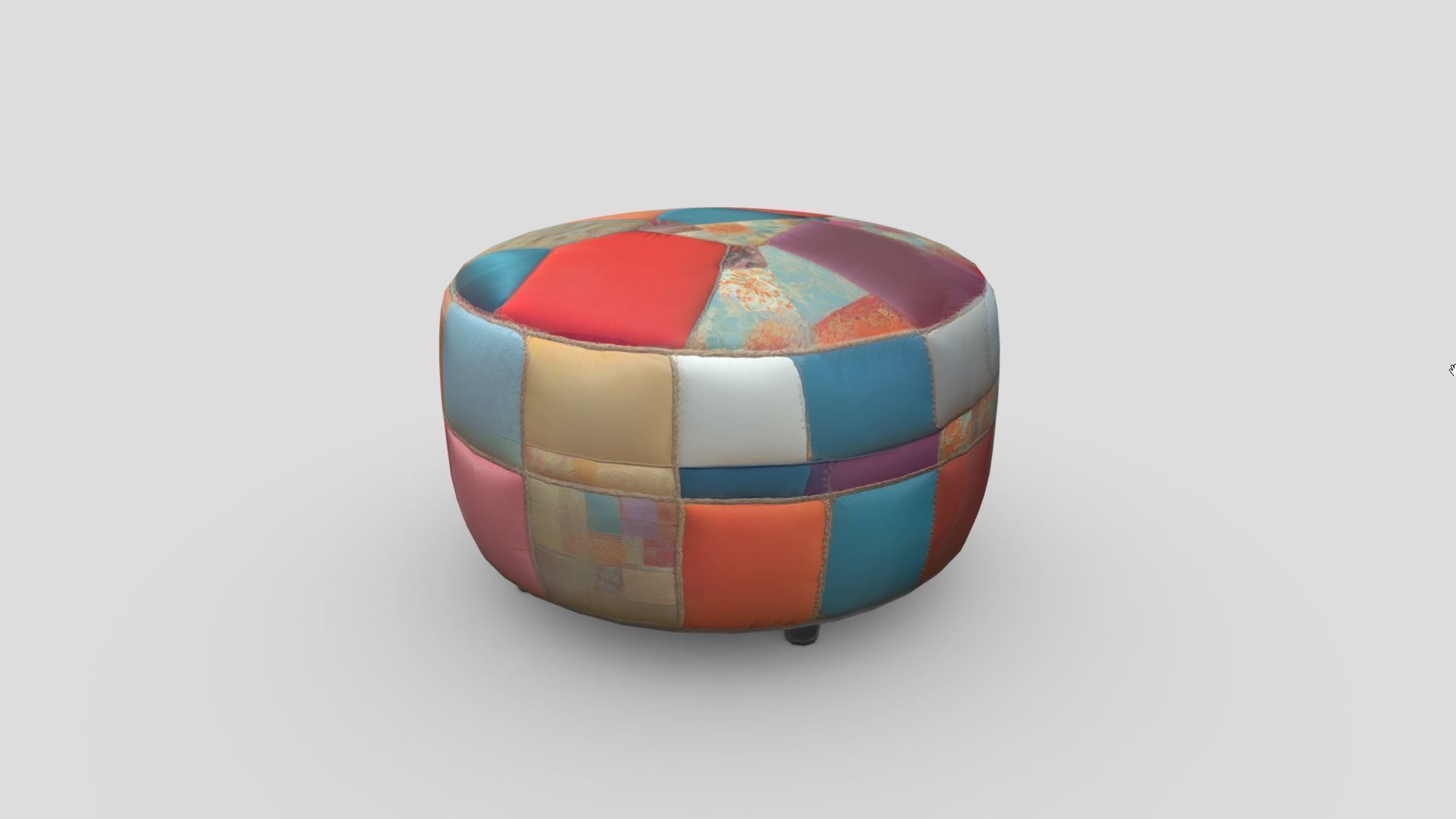 Patchwork Ottoman Low-poly 3D model_2