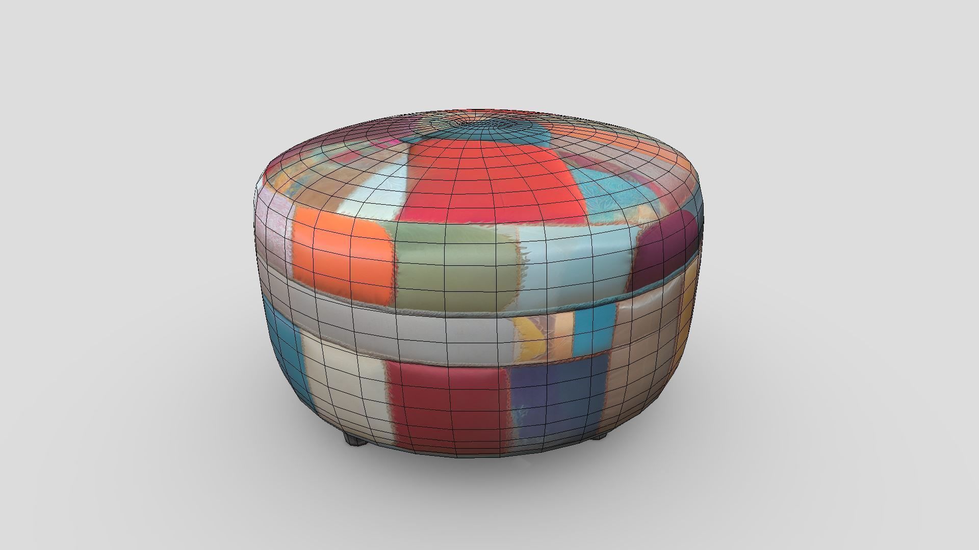 Patchwork Ottoman Low-poly 3D model_16
