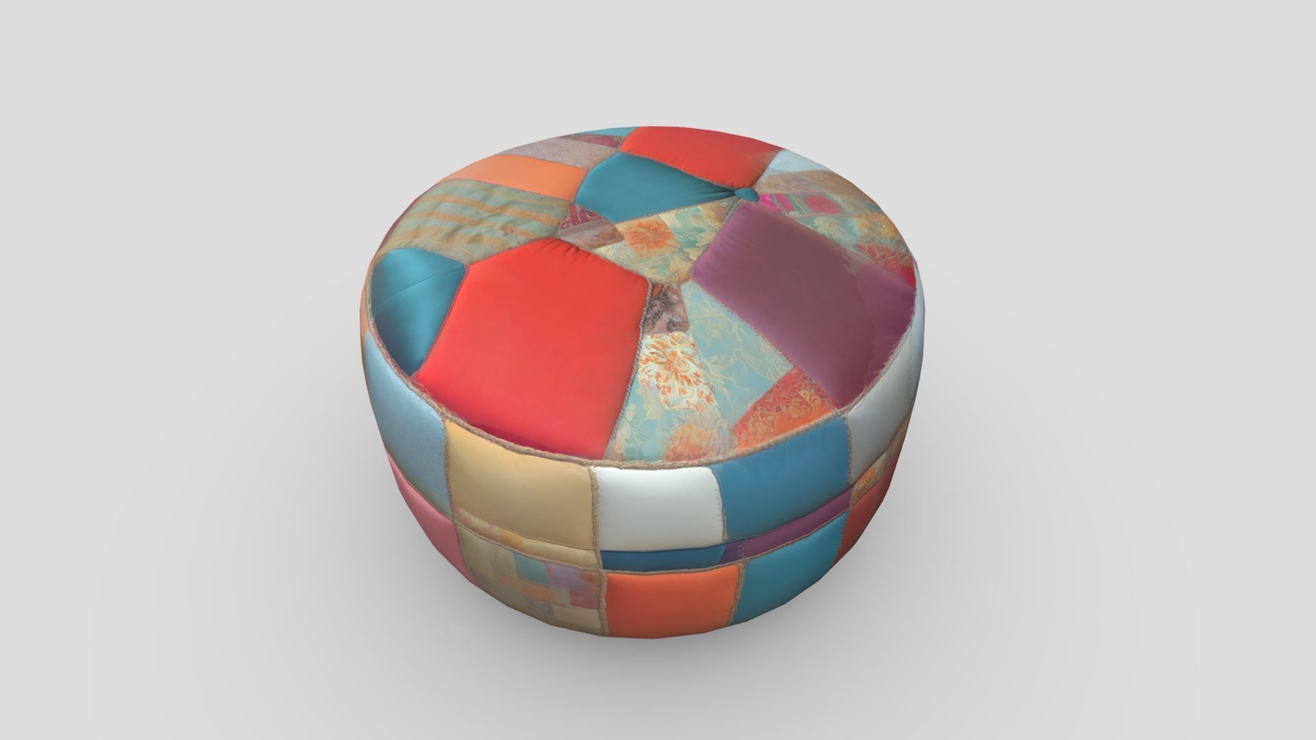 Patchwork Ottoman Low-poly 3D model_5