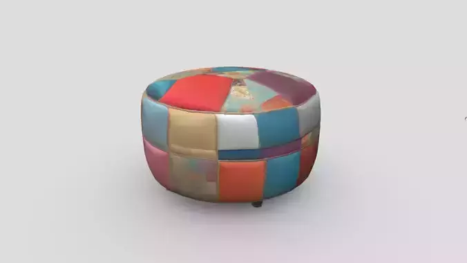 Patchwork Ottoman Low-poly 3D model