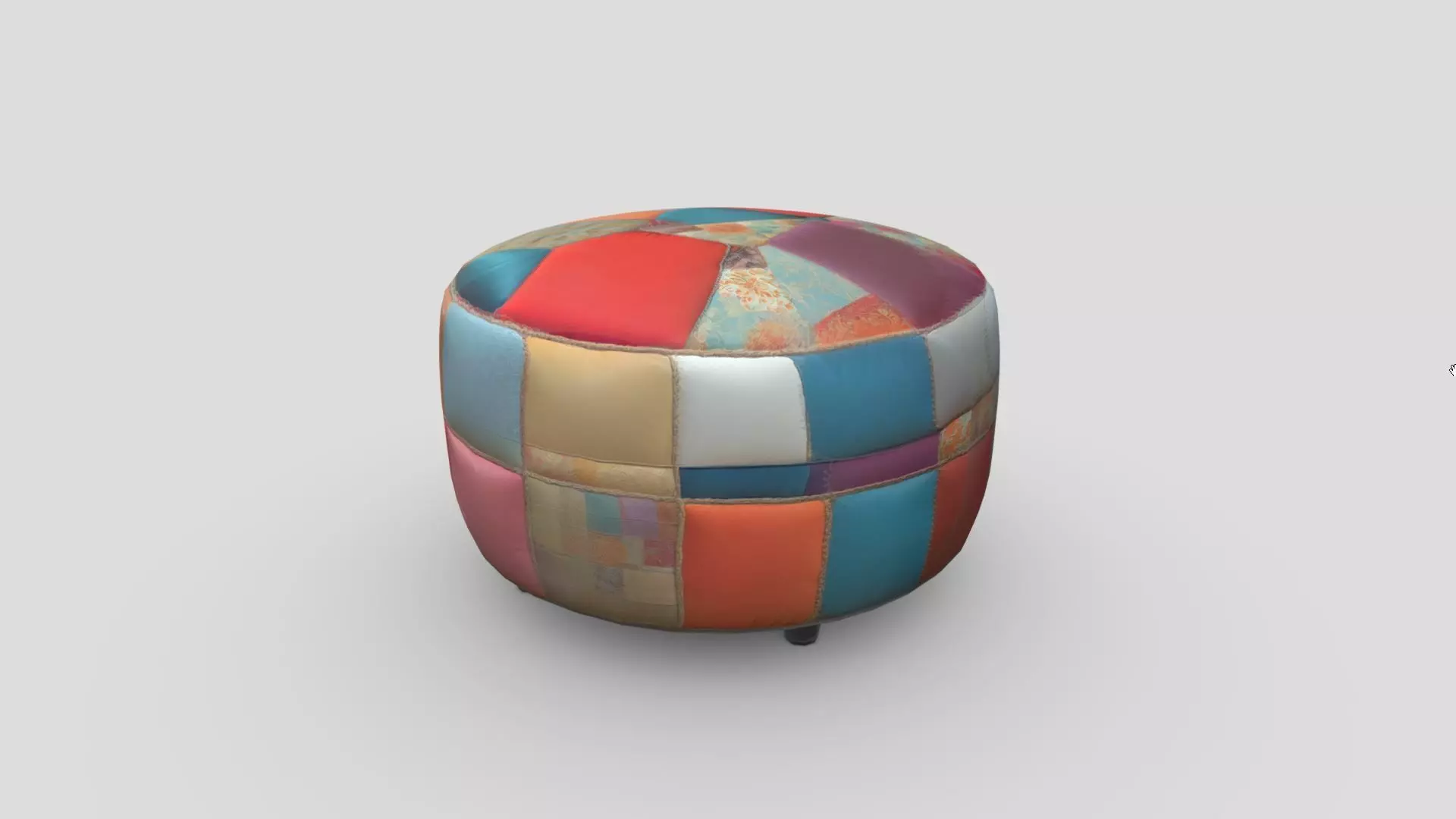 Patchwork Ottoman Low-poly 3D model_0