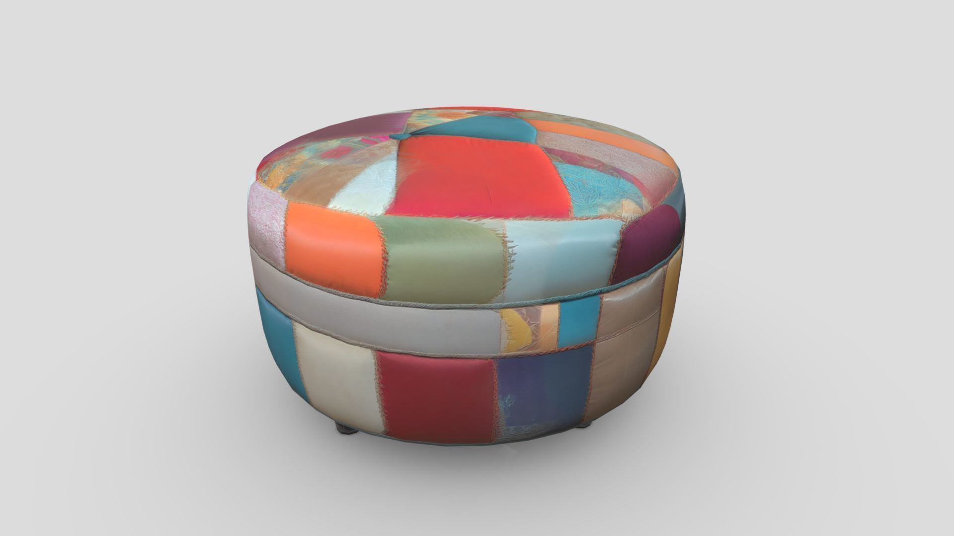 Patchwork Ottoman Low-poly 3D model_13