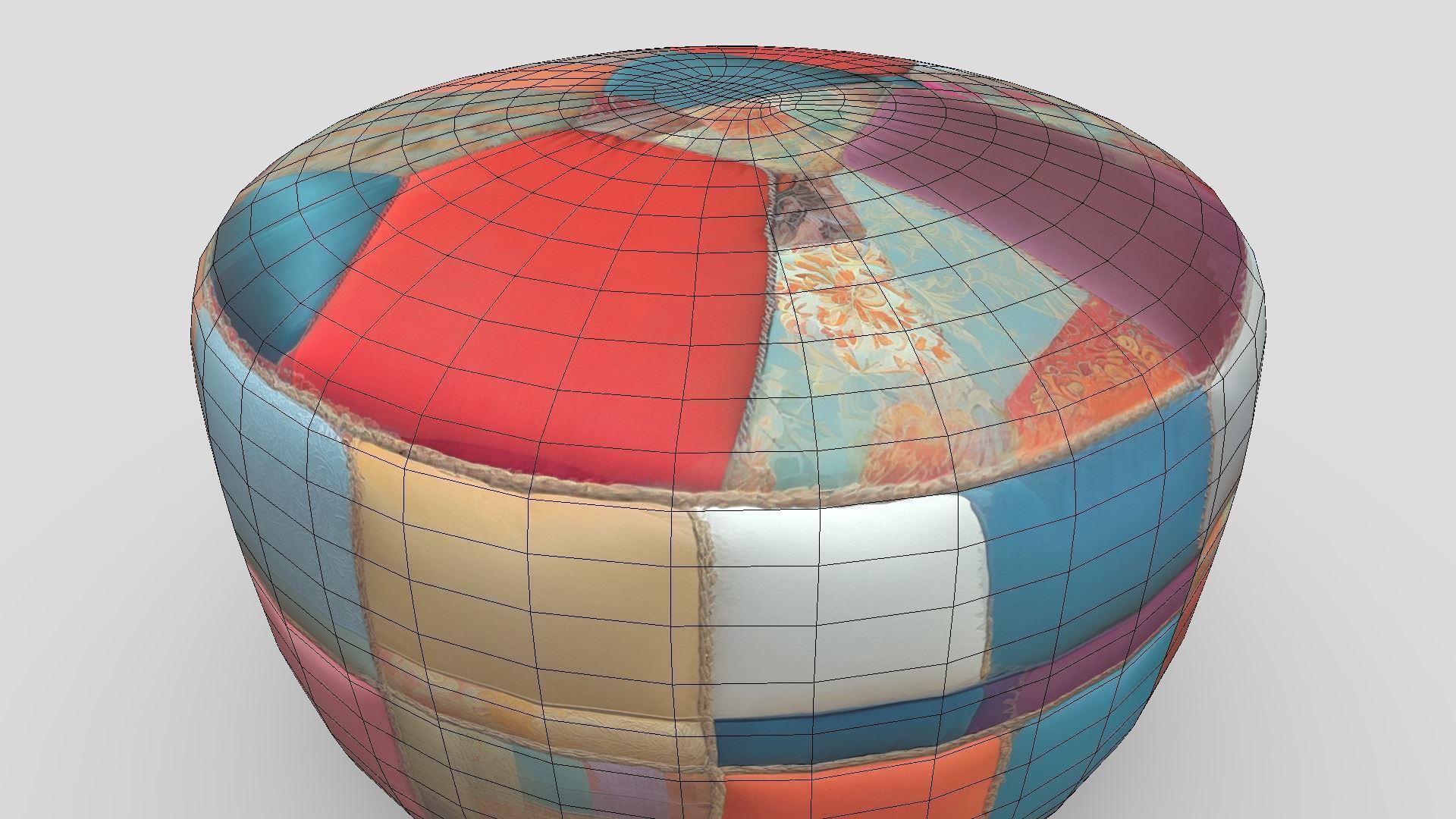 Patchwork Ottoman Low-poly 3D model_22