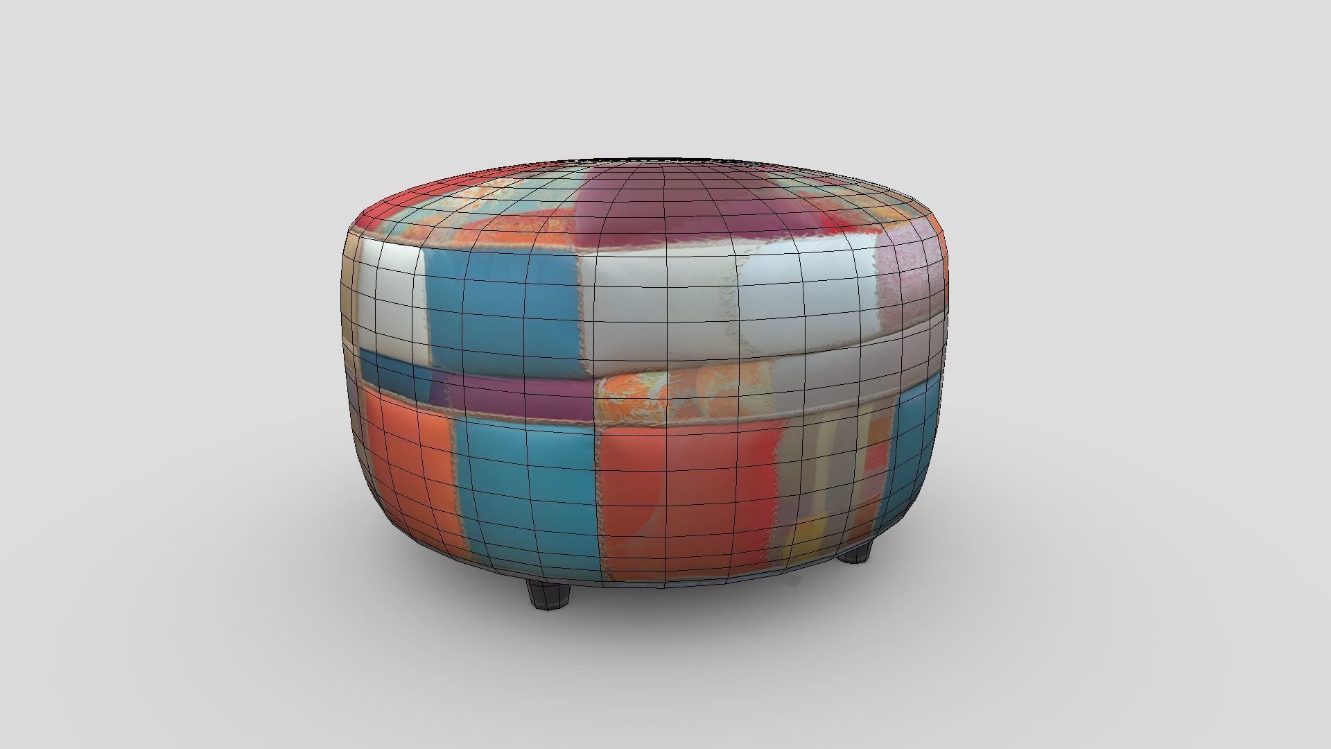 Patchwork Ottoman Low-poly 3D model_11