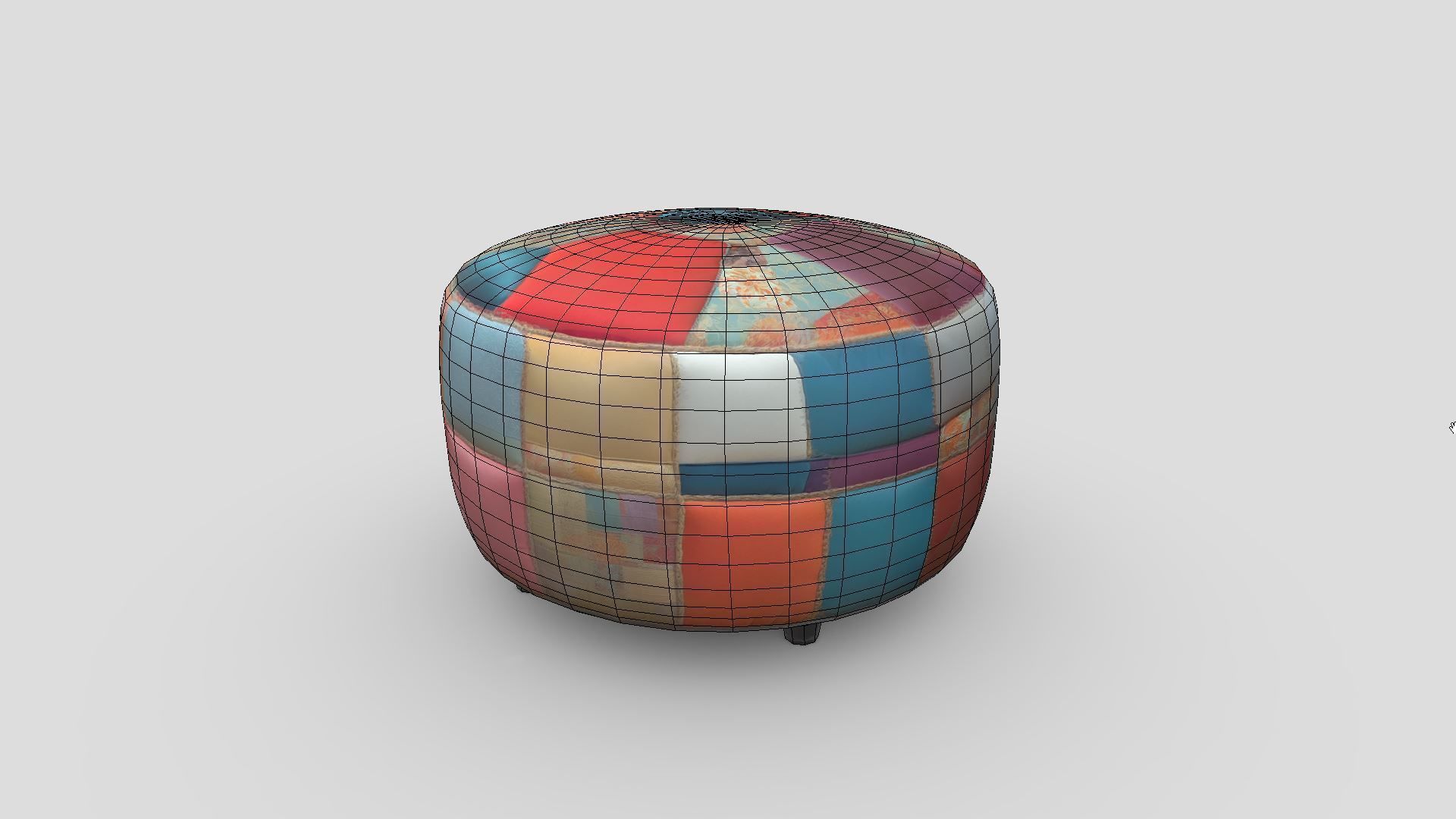 Patchwork Ottoman Low-poly 3D model_4