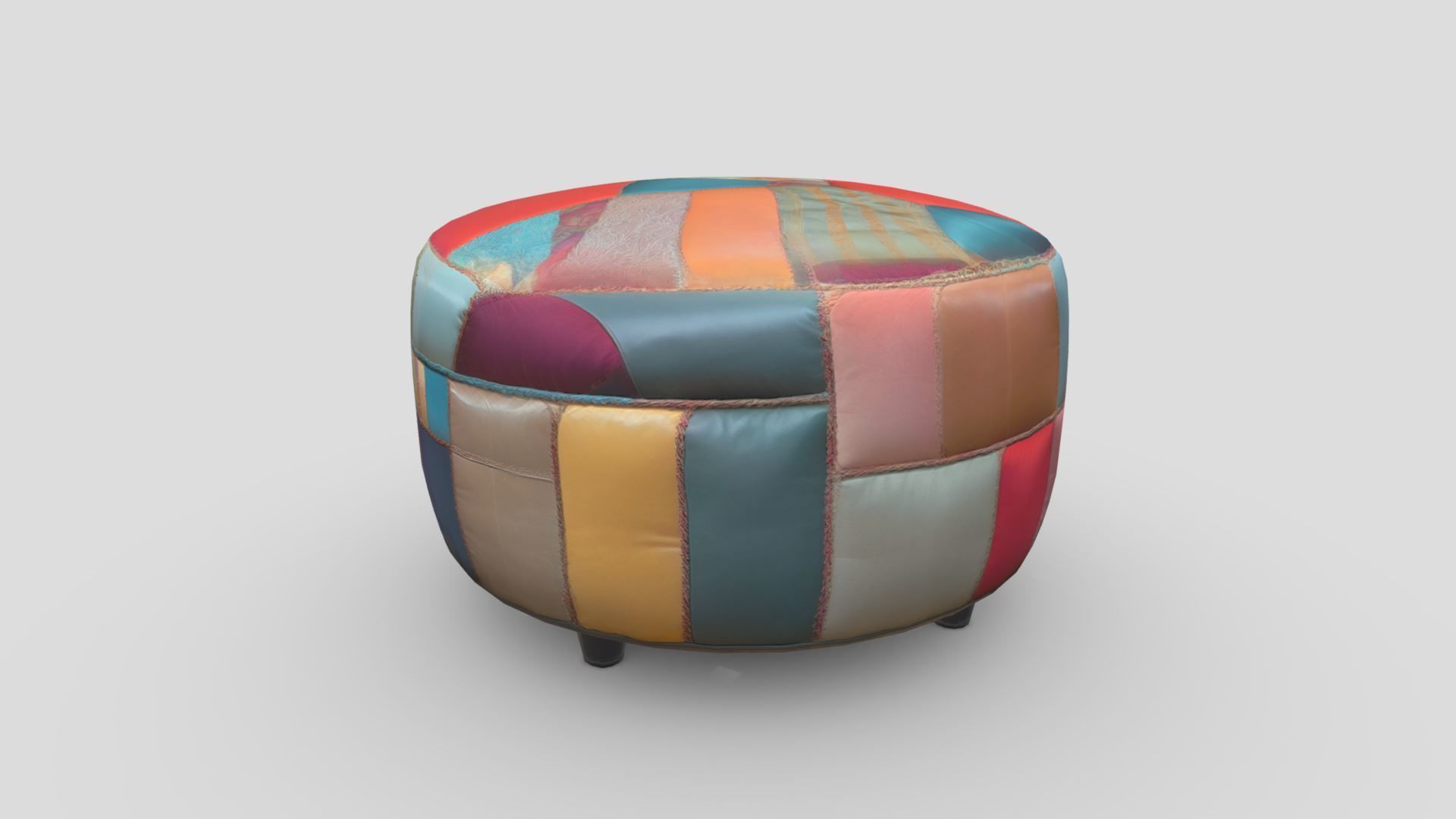 Patchwork Ottoman Low-poly 3D model_18