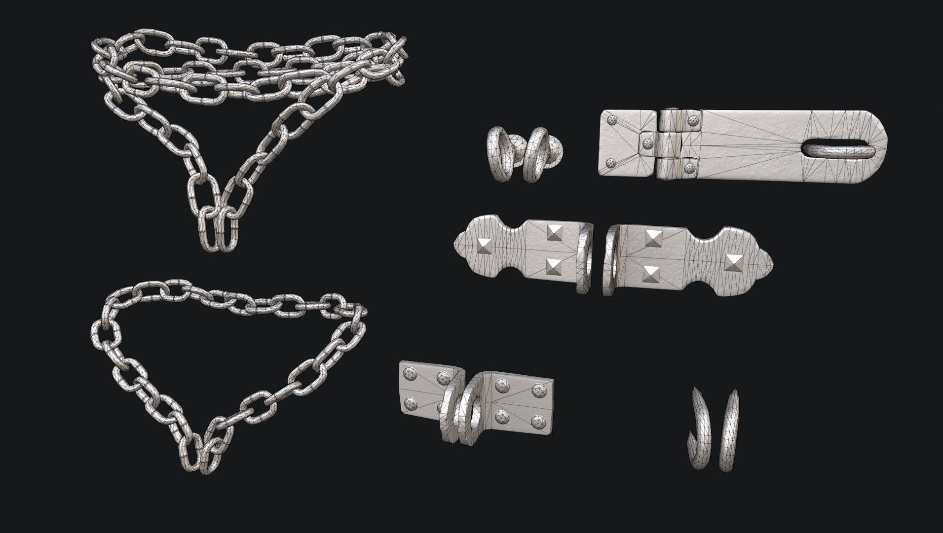 Accessories for mounting Padlock Low-poly 3D model_6