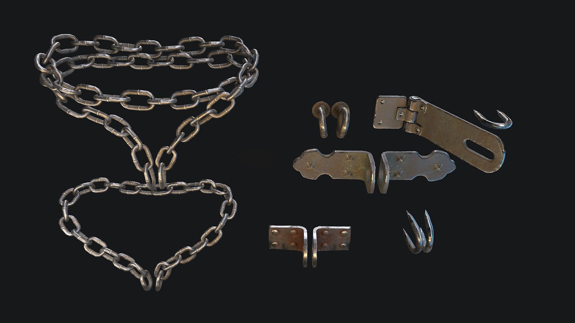 Accessories for mounting Padlock Low-poly 3D model_2