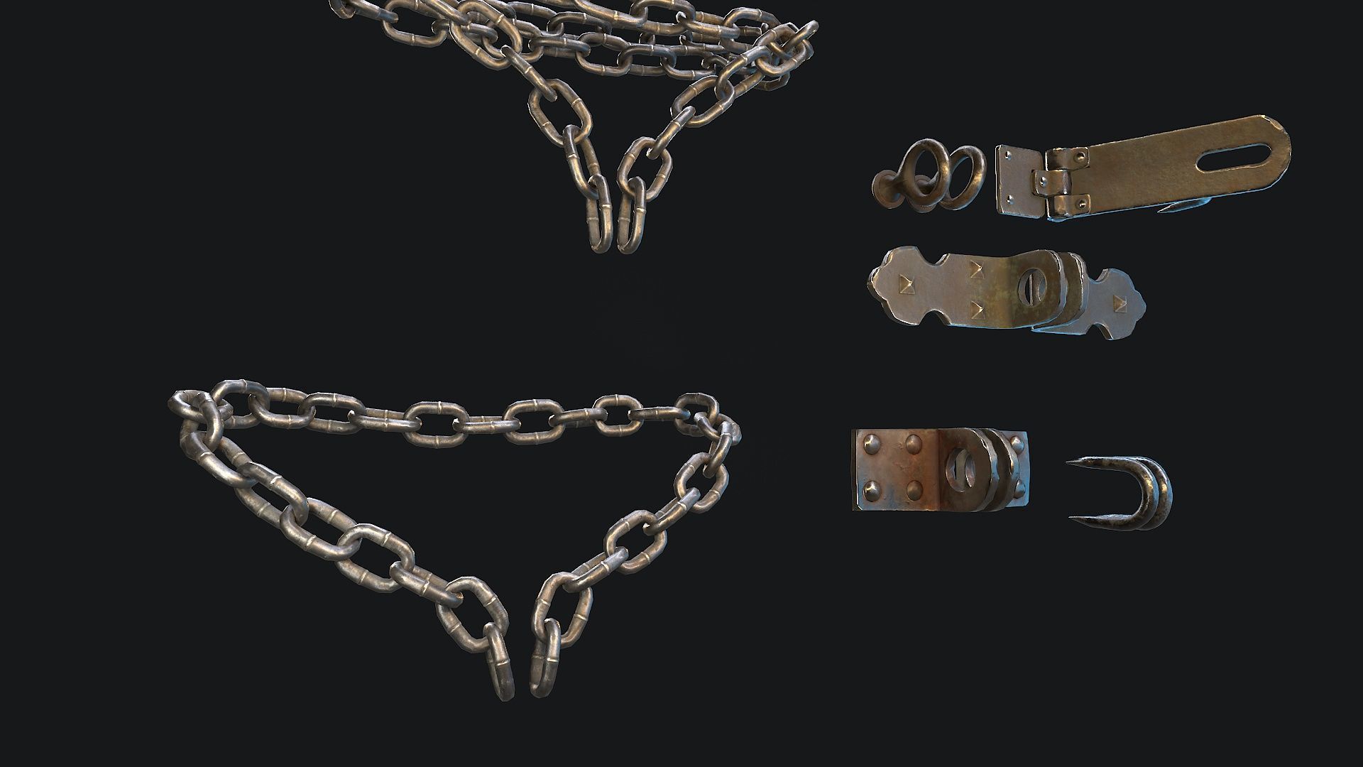 Accessories for mounting Padlock Low-poly 3D model_3