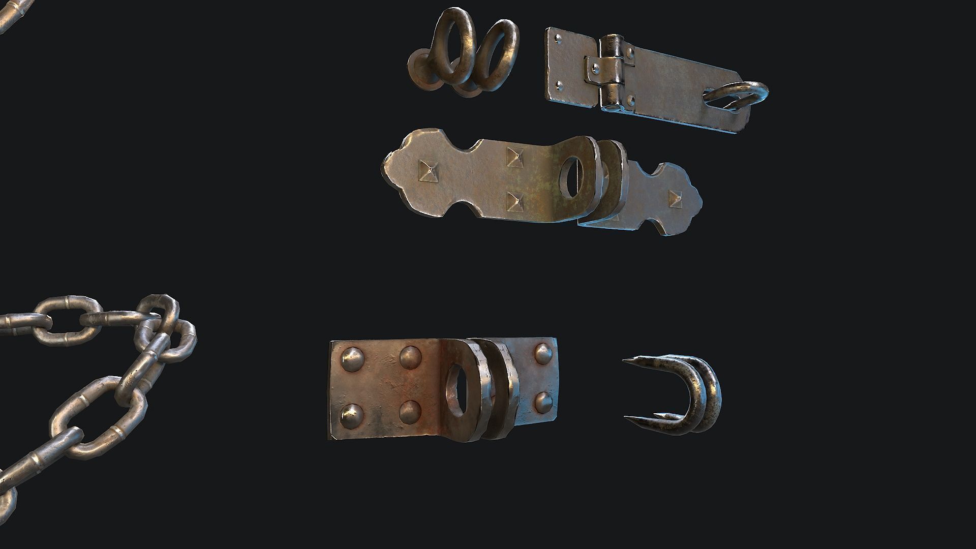 Accessories for mounting Padlock Low-poly 3D model_4