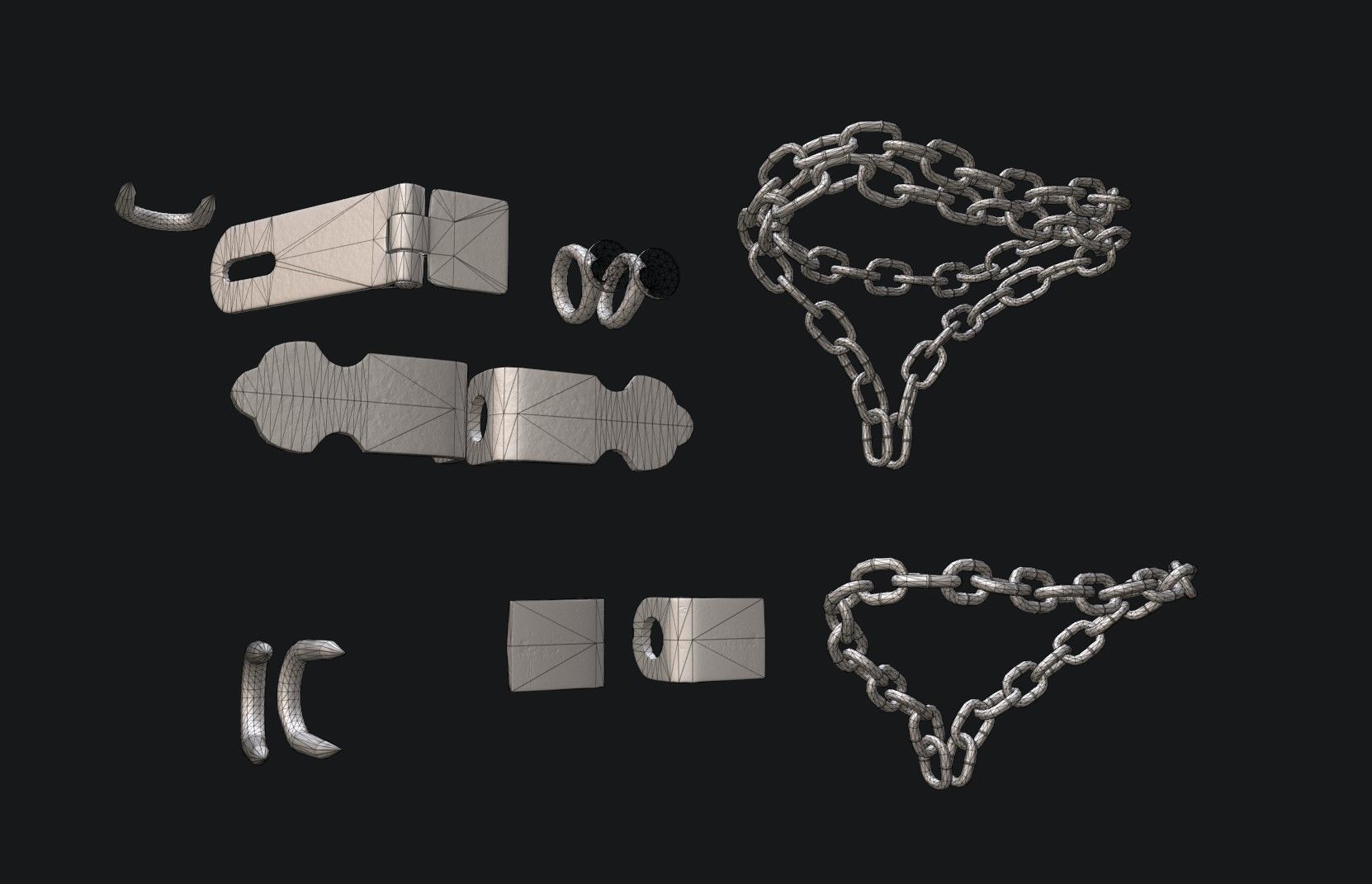 Accessories for mounting Padlock Low-poly 3D model_7