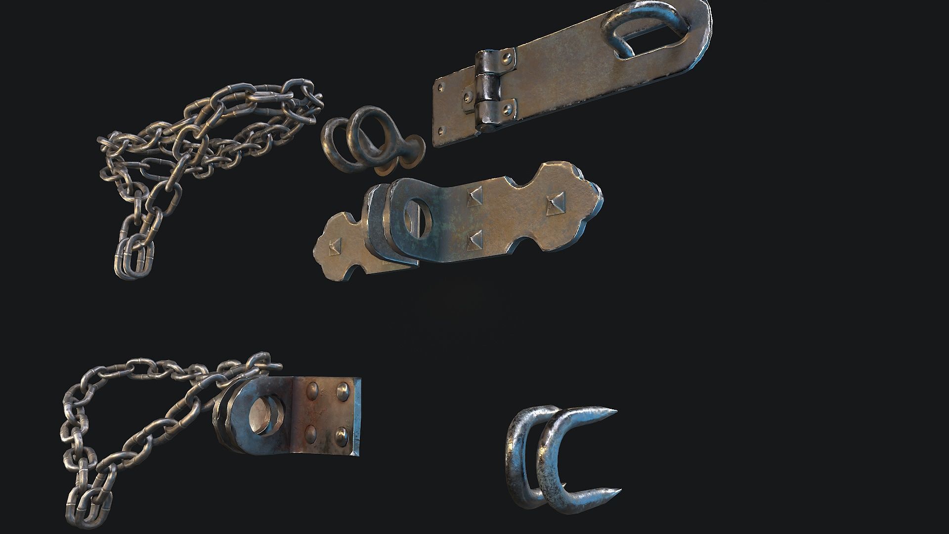 Accessories for mounting Padlock Low-poly 3D model_5