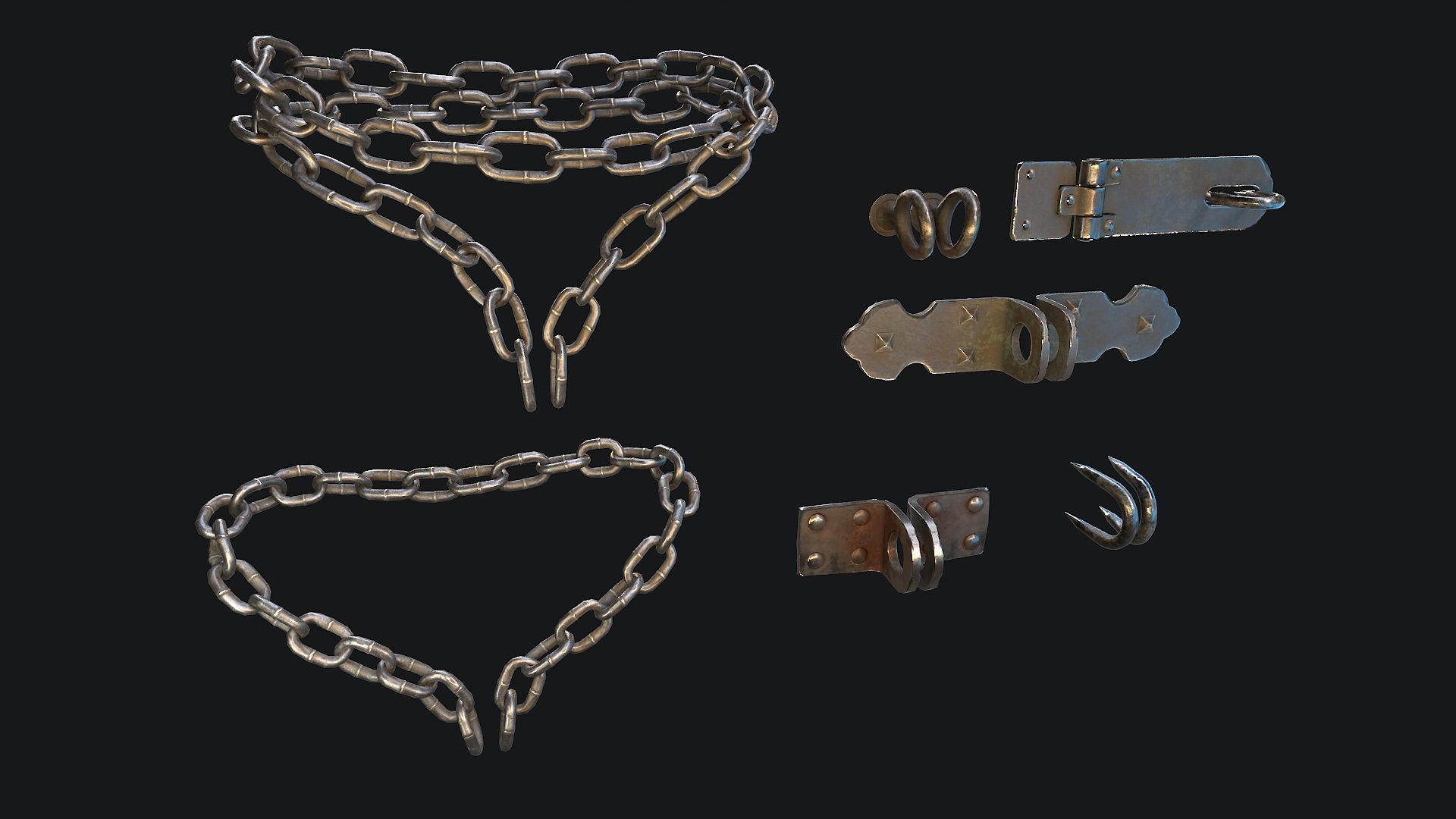 Accessories for mounting Padlock Low-poly 3D model_1