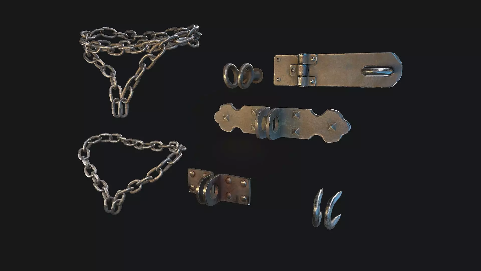 Accessories for mounting Padlock Low-poly 3D model_0