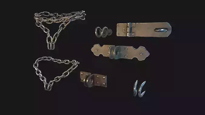 Accessories for mounting Padlock Low-poly 3D model