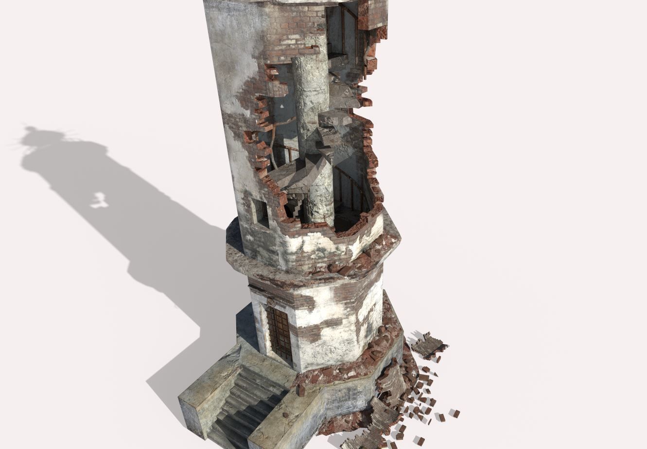 Destroyed  Lighthouse 3D model_7