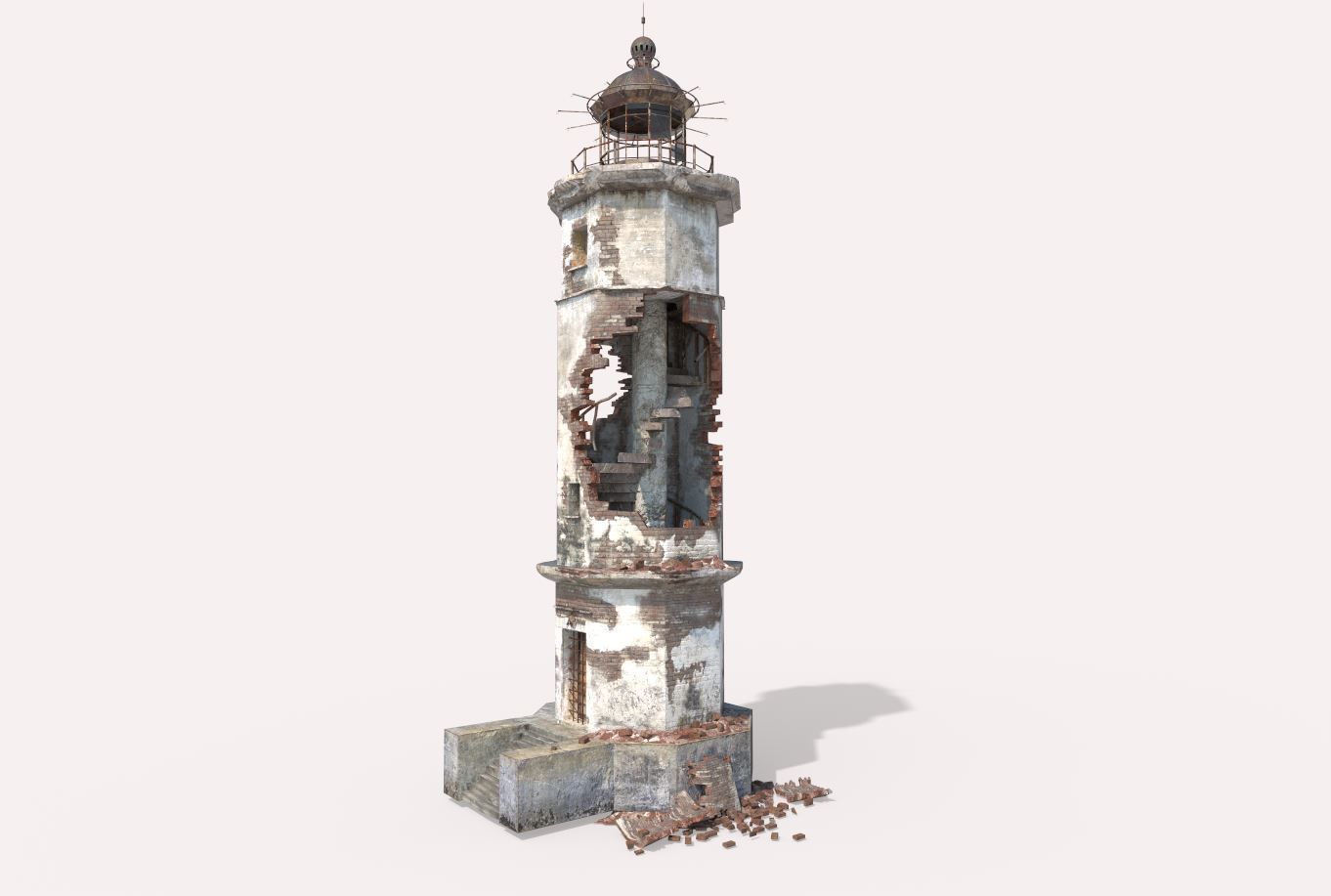 Destroyed  Lighthouse 3D model_4
