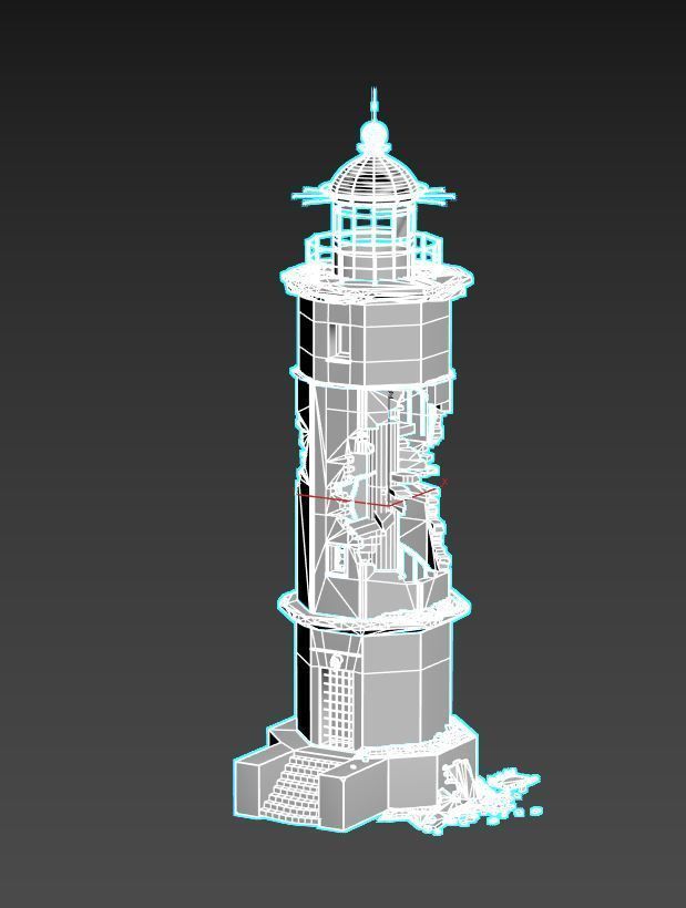 Destroyed  Lighthouse 3D model_11