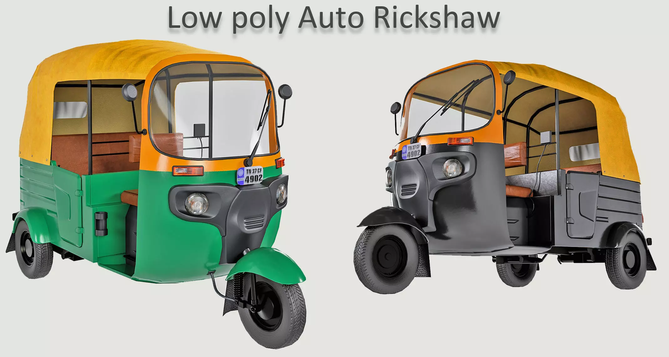 Low Poly Auto Rickshaw - Game-Ready 3D Model with PBR Textures Low-poly 3D model