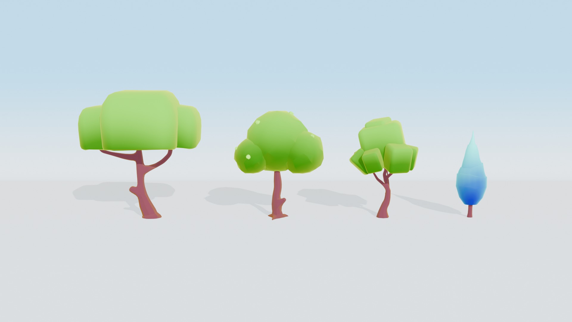 Low Poly Tree Pack - 9 Stylized Nature Assets for Games Low-poly 3D model_2