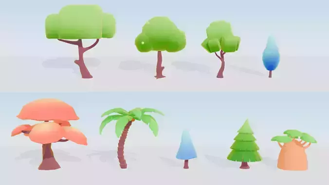 Low Poly Tree Pack - 9 Stylized Nature Assets for Games Low-poly 3D model
