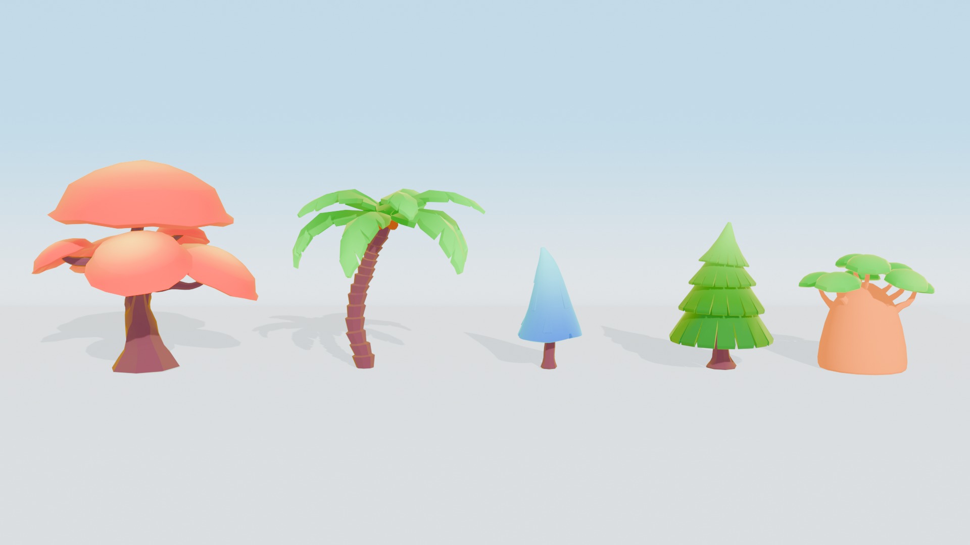 Low Poly Tree Pack - 9 Stylized Nature Assets for Games Low-poly 3D model_3