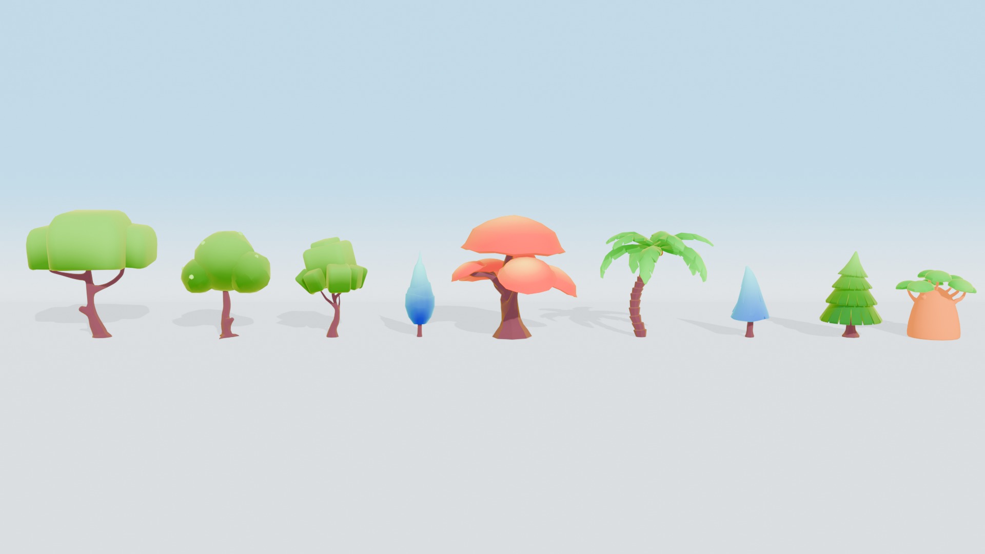 Low Poly Tree Pack - 9 Stylized Nature Assets for Games Low-poly 3D model_5